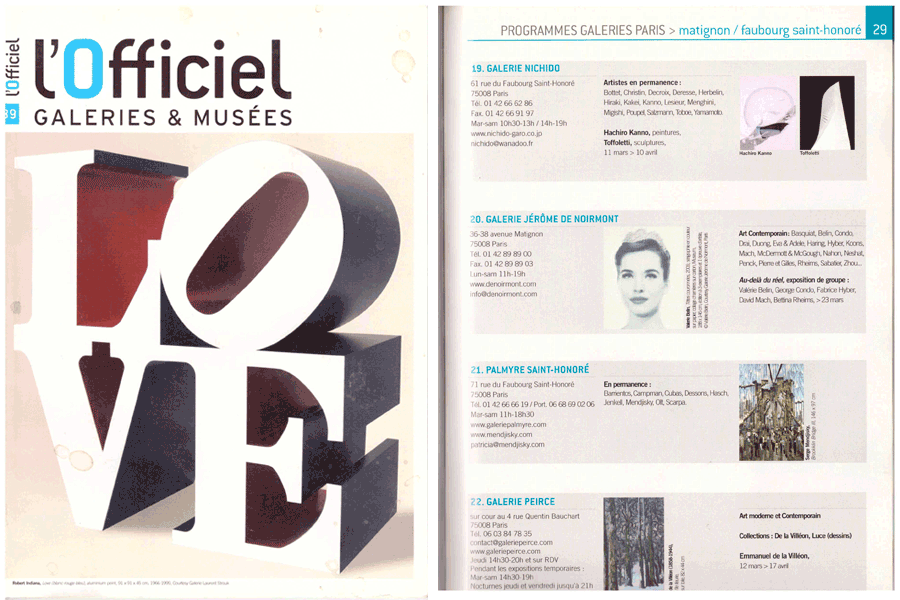 L’officiel, Galeries & Musées